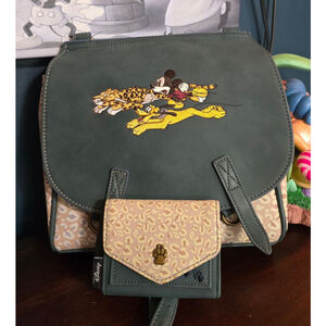 Loungefly Disney Mickey, Pluto, & Leopard Crossbody Bag and Wallet